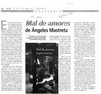 Mal de amores de Angeles Mastretta  [artículo] Jaime Herrera D'Arcangel.