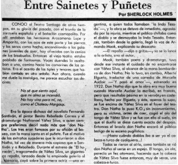 Entre sainetes y puñetes