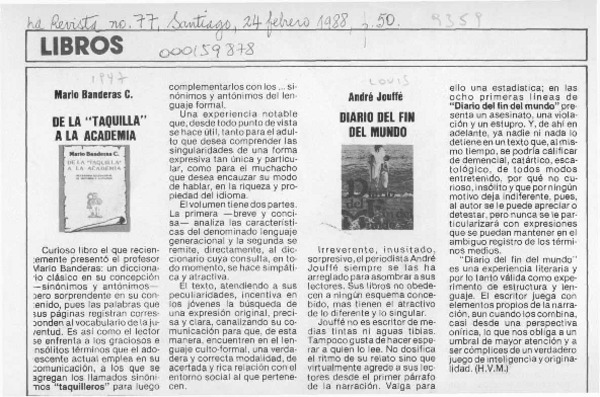 Libros  [artículo] H. V. M.