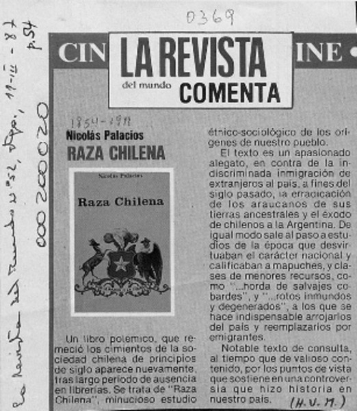 Raza chilena  [artículo] H. V. M.
