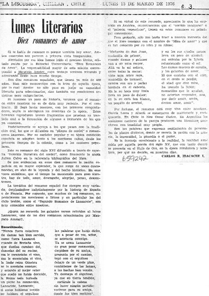 Diez romances de amor  [artículo] Carlos R. Ibacache I.