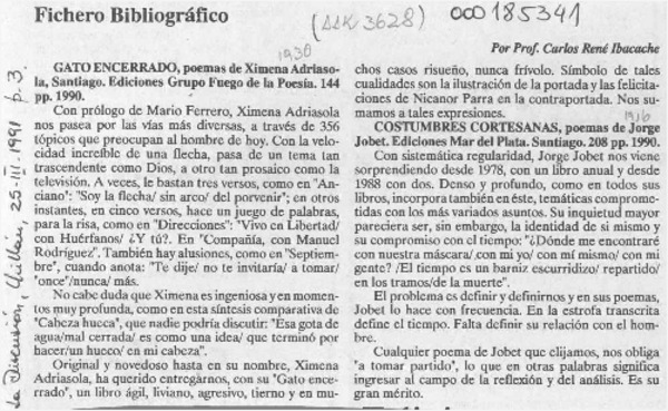 Fichero bibliográfico  [artículo] Carlos René Ibacache.