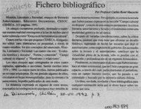Fichero bibliográfico  [artículo] Carlos René Ibacache.