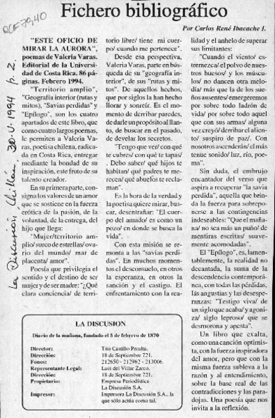 Fichero bibliográfico  [artículo] Carlos René Ibacache I.