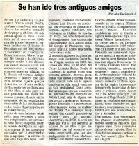 Se han ido tres antiguos amigos  [artículo] Carlos René Ibacache I.