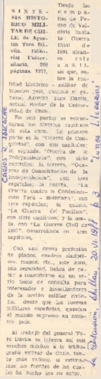 Síntesis histórico militar de Chile