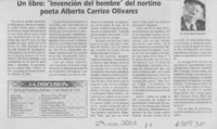 Un libro, "Invención del hombre" del nortino poeta Alberto Carrizo Olivares