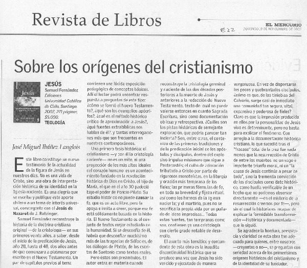 Sobre los orígenes del cristianismo