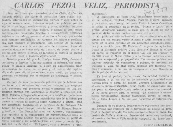Carlos Pezoa Véliz, periodista