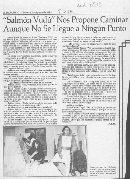 "Salmón vudú" nos propone caminar aunque no se llegue a ningún punto  [artículo] J. A. M.