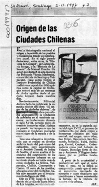 Origen de las ciudades chilenas  [artículo] J. G. P.