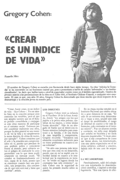 Crear es un indice de vida"
