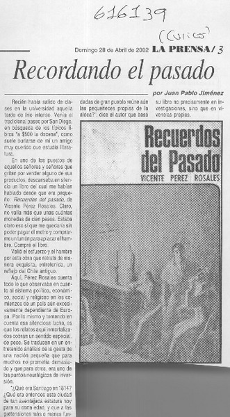 Recordando el pasado  [artículo] Juan Pablo Jiménez