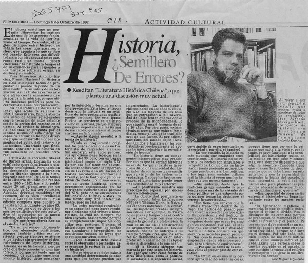 Historia semillero de errores?  [artículo] José Miguel Izquierdo.