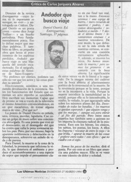 Andador que busca viaje  [artículo] Carlos Jorquera Alvarez.