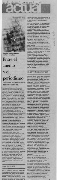 Entre el cuento y el periodismo  [artículo] A.