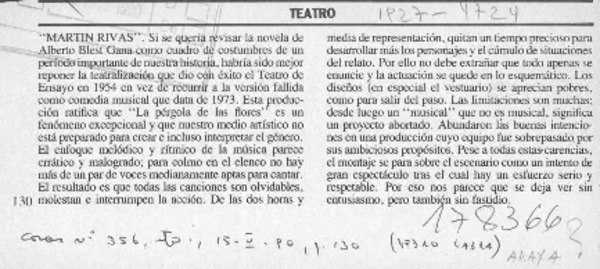 "Martín Rivas"  [artículo] Pedro Labra.