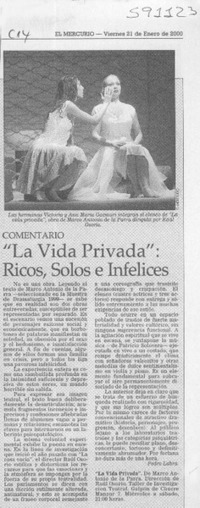 "La vida privada", ricos, solos e infelices  [artículo] Pedro Labra