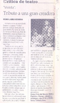 TRibuto a una gran creadora  [artículo] Pedro Labra Herrera.