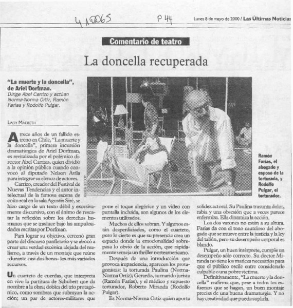 La doncella recuperada  [artículo] Lady Macbeth
