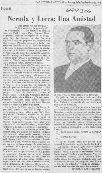 Neruda y Lorca, una amistad