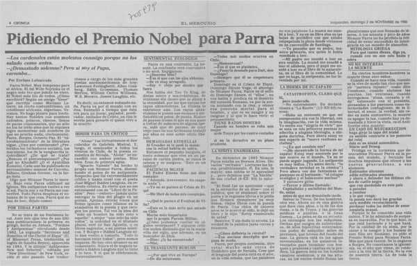 Pidiendo el Premio Nobel para Parra