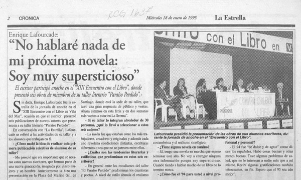 "No hablaré nada de mi próxima novela: soy muy superticioso"  [artículo].