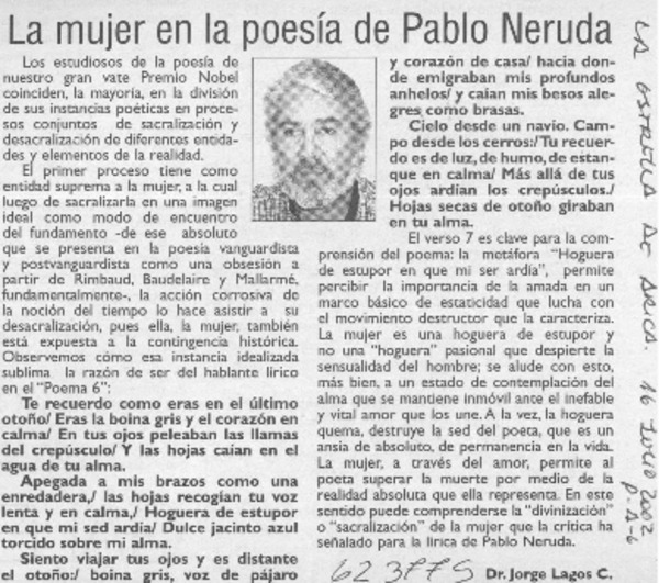 La mujer en la poesía de Pablo Neruda