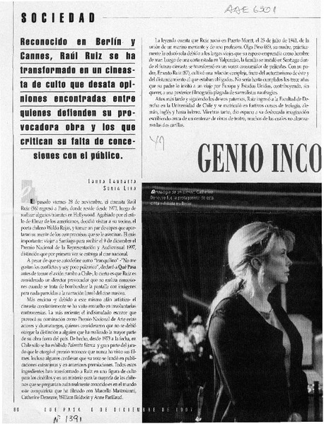 Genio incomprendido  [artículo] Laura Landaeta [y] Sonia Lira.