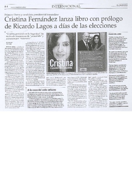Cristina Fernández lanza libro con prólogo de ricardo Lagos a días de las elecciones
