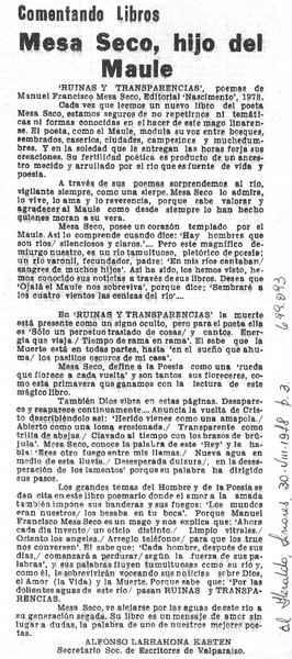 Mesa Seco, hijo del Maule