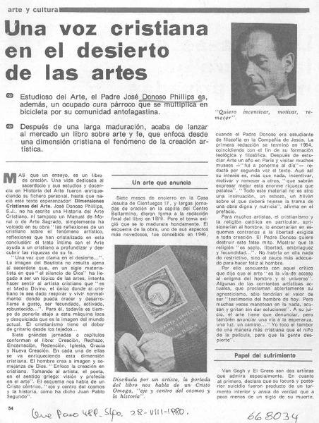 Una voz cristiana en el desierto de las artes