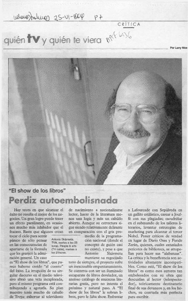 Perdiz autoembolisnada  [artículo] Larry Moe.