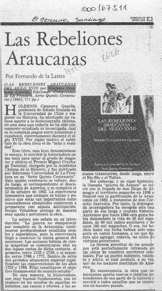 Las rebeliones araucanas  [artículo] Fernando de la Lastra.