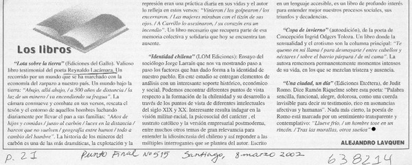Lota sobre la tierra  [artículo] Alejandro Lavquen