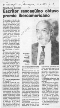 Escritor rancagüino obtuvo premio iberoamericano  [artículo].
