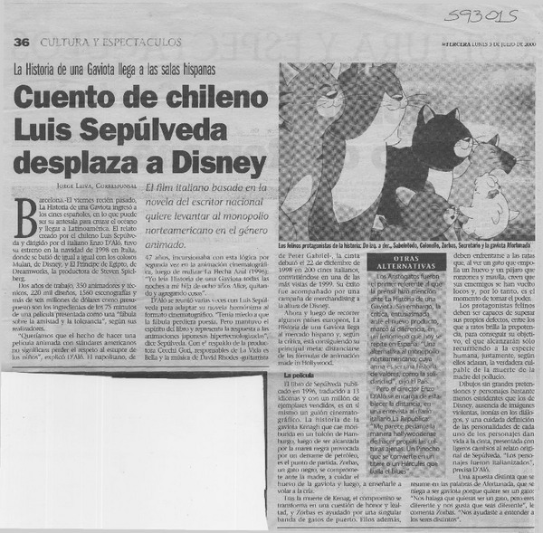 Cuento de chileno Luis Sepúlveda desplaza a Disney  [artículo] Jorge Leiva