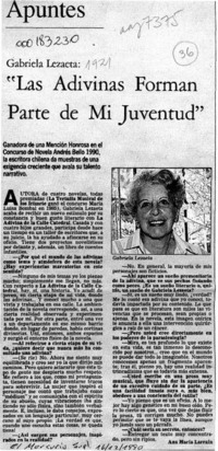 "Las adivinas forman parte de mi juventud"  [artículo] Ana María Larraín.
