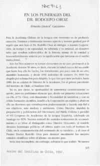 En los funerales del Dr. Rodolfo Oroz  [artículo] Ernesto Livacic Gazzano.