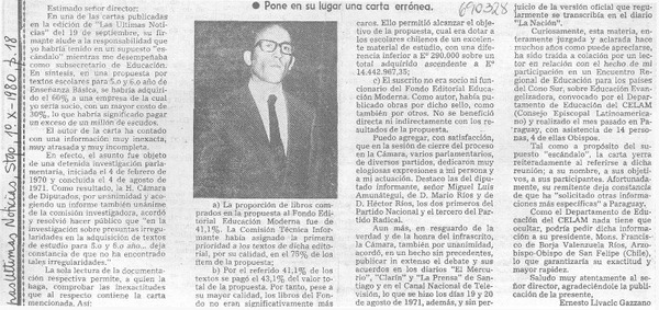 Pone en su lugar una carta errónea