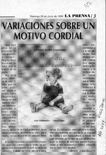 Variaciones sobre un motivo cordial  [artículo] Ernesto Livacic Gazzano.