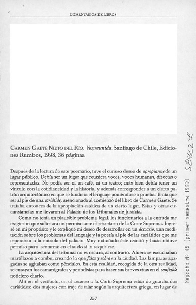 Voz reunida  [artículo] Ricardo Loebell