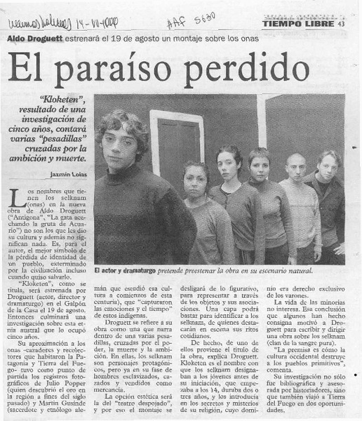 El paraíso perdido  [artículo] Jazmín Lolas.