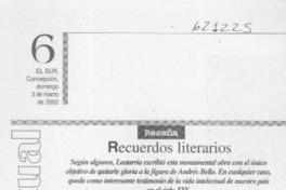 Recuerdos literarios  [artículo] Luis López-Aliaga
