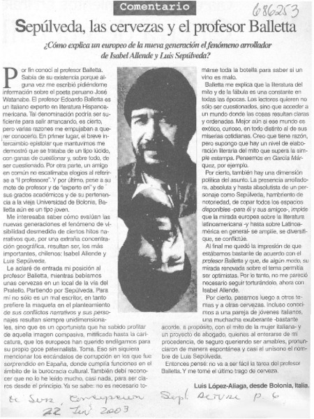 Sepúlveda, las cervezas y el profesor Balletta
