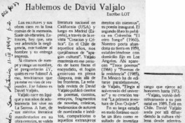 Hablemos de David Valjalo  [artículo] Lot.