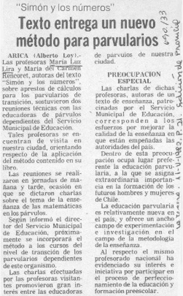 Texto entrega un nuevo método para parvularios