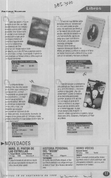 Libros  [artículo] Carlos Maldonado.