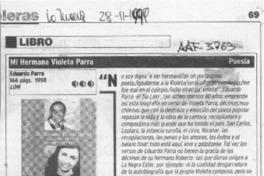 Mi hermana Violeta Parra  [artículo] Carlos Maldonado R.