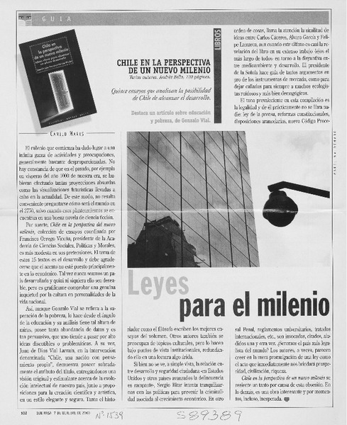 Chile en la perspectiva de un nuevo milenio  [artículo] Camilo Marks